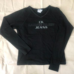 Calvin Klein black V-Neck long sleeve tee